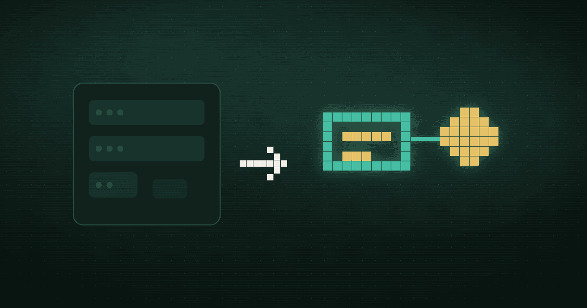 Pixel art of a feedback board splitting apart into a single glowing routed ticket, on a dark teal background