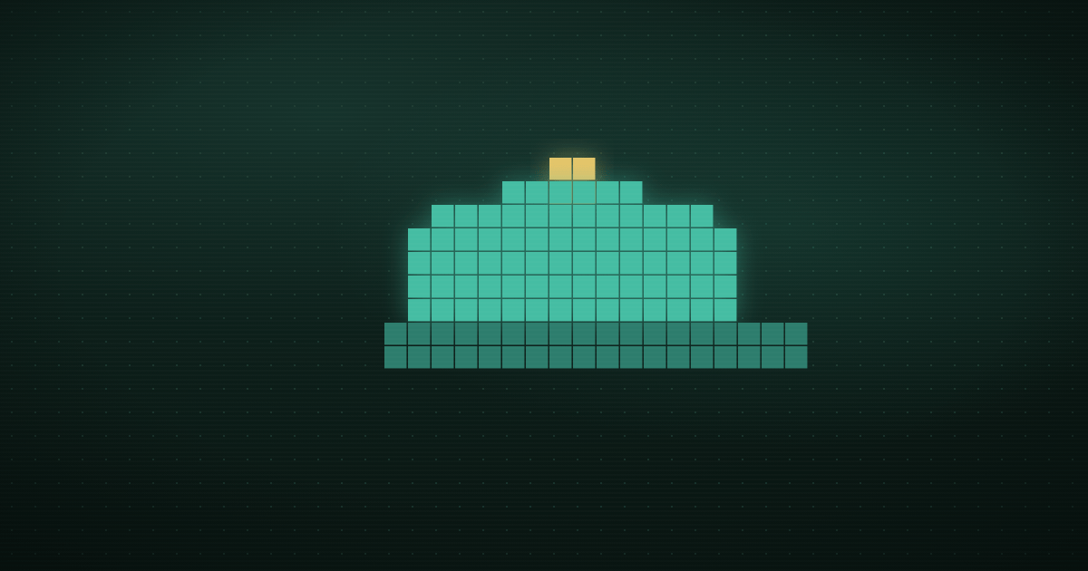 Pixel art of a glowing service desk bell on a dark green background