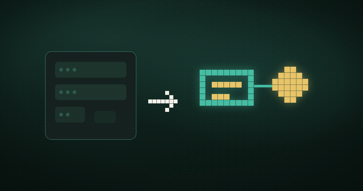 Pixel art of a glowing purple kanban-board icon on a dark navy background