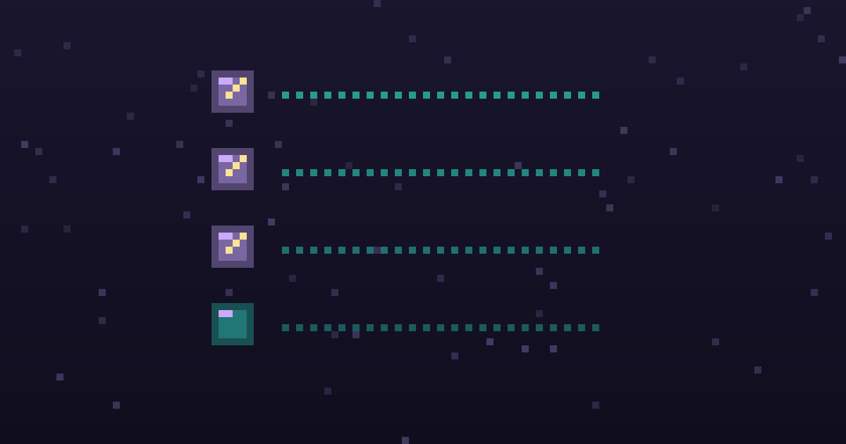 Pixel art of a pixel checklist with glowing gold checkmarks on a dark purple background