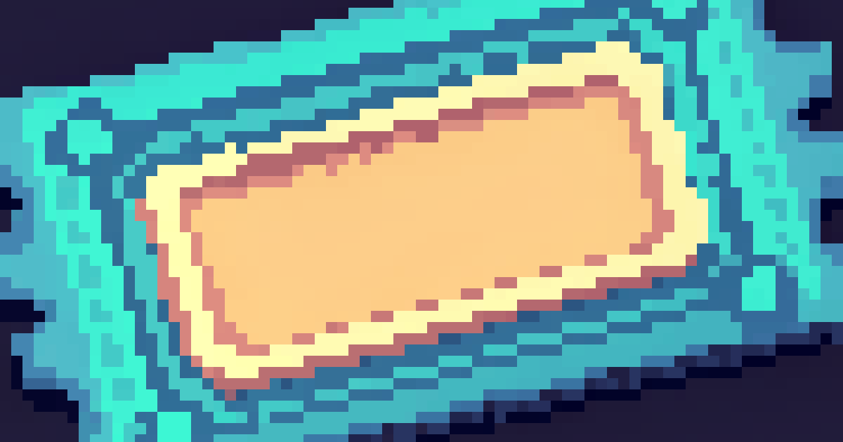 Pixel art of a cream ticket stub with a glowing teal outline