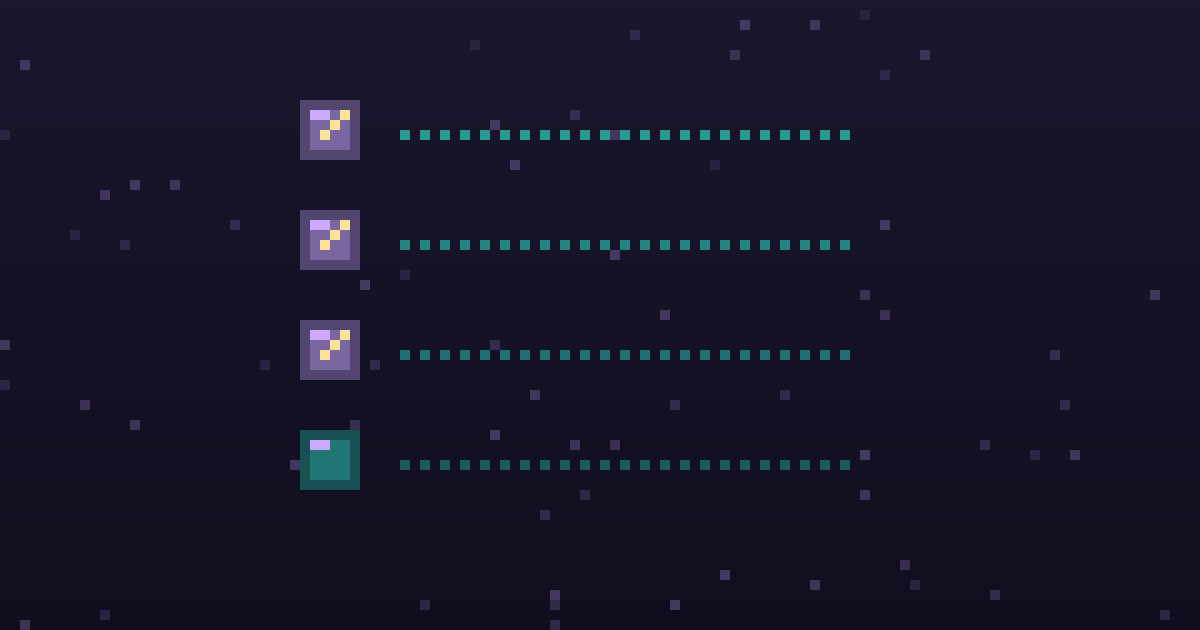 Pixel art of a pixel checklist with glowing gold checkmarks on a dark purple background