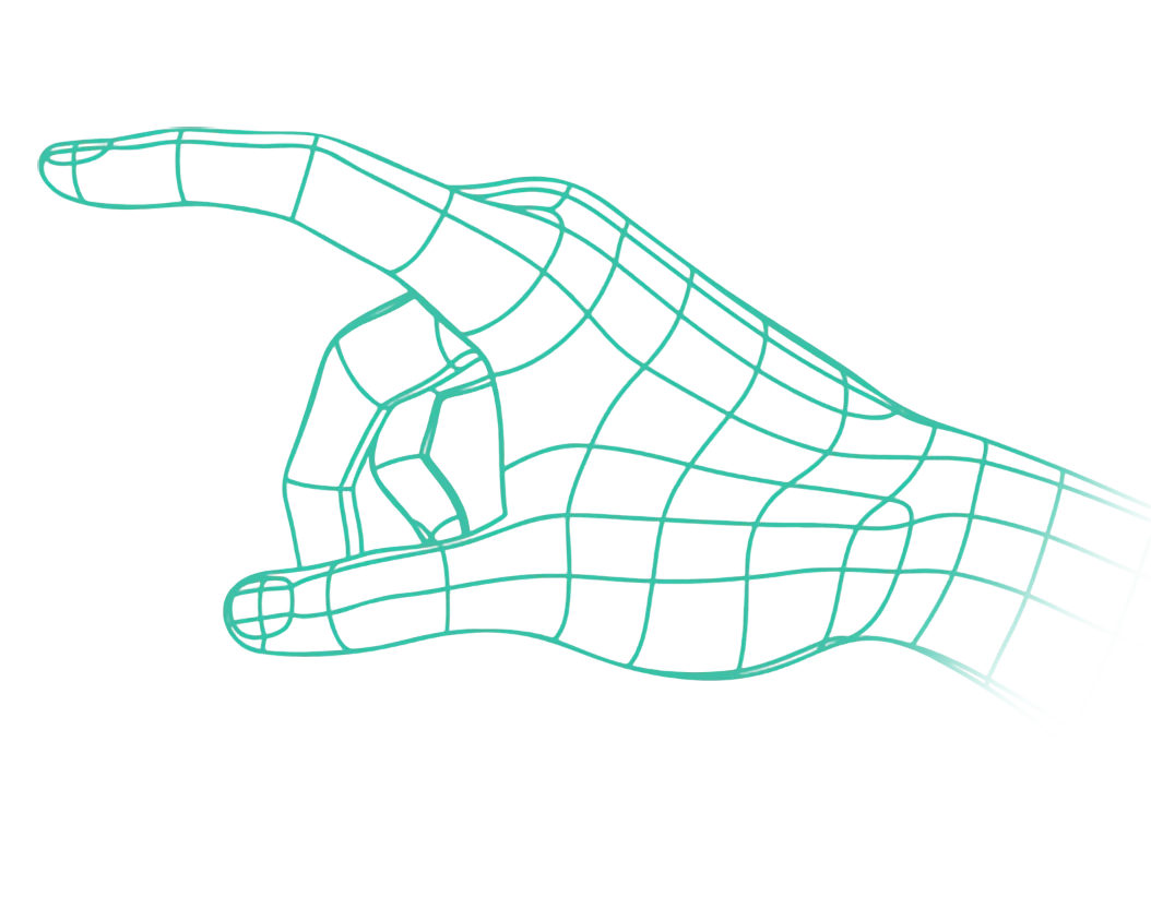 Wireframe hand reaching out